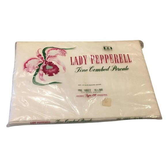 LADY PEPPERELL Fine Combed Percale Cotton Sheet 81" x 108" Before Hemmed - Picture 1 of 3